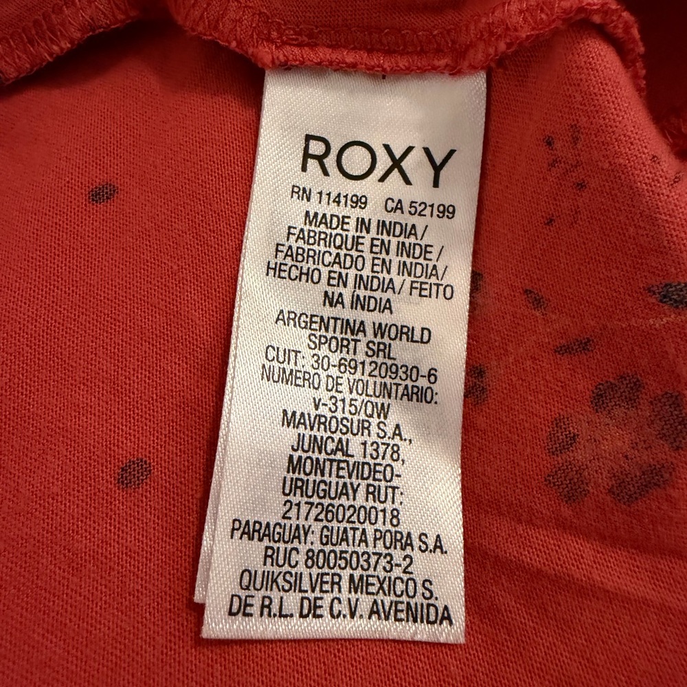 Roxy Girl Dress in Red with Floral Design, Large (12), Like New - Picture 6 of 7